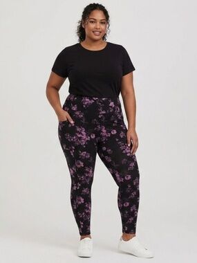 Torrid Nite Glow Floral Full Length Signature Waist Pocket Leggings - Size 1